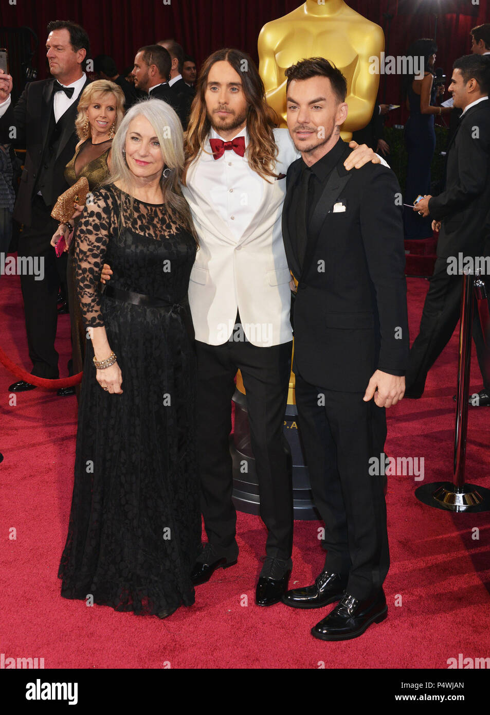JARED LETO AND MOTHER AND BROTHER arriving at the 86th Oscars 2014 at the  Dolby Theatre In Los Angeles.JARED LETO AND MOTHER AND BROTHER 142  ------------- Red Carpet Event, Vertical, USA, Film, image size:953x1390