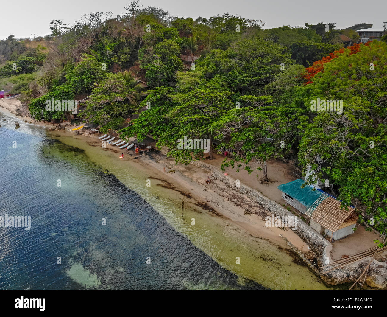 Aerial view of summer beach front in Calatagan, Batangas, Philippines