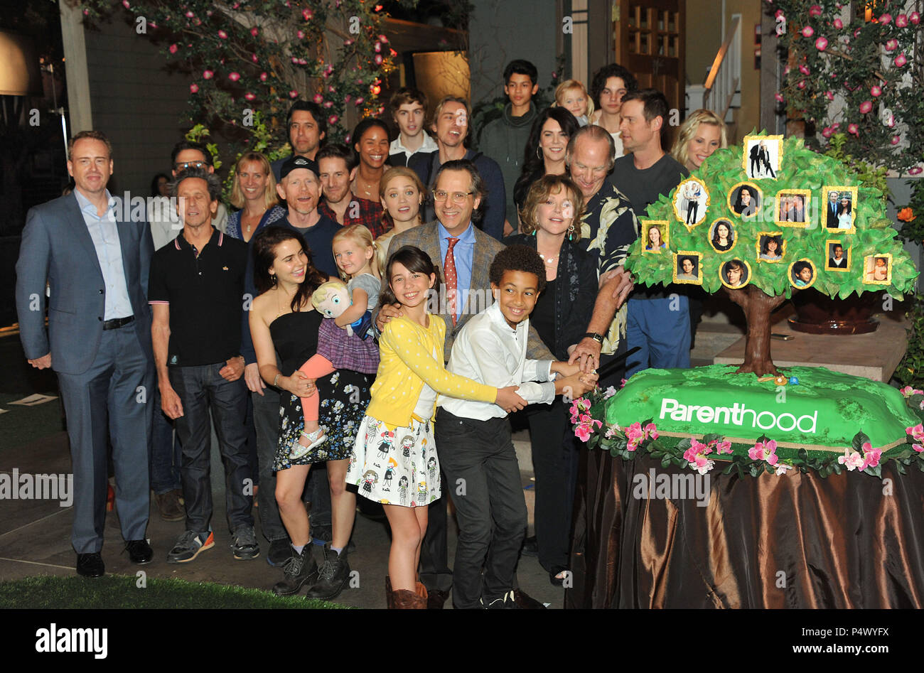 Max Burkholder, Ray Romano, Miles Heizer, Joy Bryant, Tyree Brown, Craig T. Nelson, Bonnie Bedelia, Lauren Graham, Peter Krause, Monica Potter, Sam Jaeger, Erika Christensen,  Savannah Paige Rae,   at ParentHood 100th Episode at the Universal Lot Stage 43 on Nov. 7, 2014 in Los Angeles.Max Burkholder, Ray Romano, Miles Heizer, Joy Bryant, Tyree Brown, Craig T. Nelson, Bonnie Bedelia, Lauren Graham, Peter Krause, Monica Potter, Sam Jaeger, Erika Christensen,  Savannah Paige Rae, 163  Event in Hollywood Life - California, Red Carpet Event, USA, Film Industry, Celebrities, Photography, Bestof, Ar Stock Photo