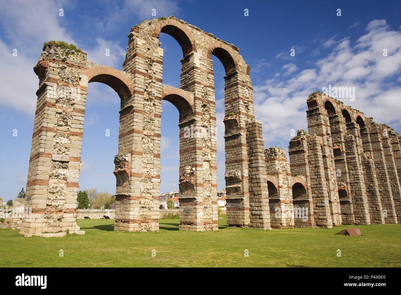 Roman Aqueduct of Los Milagros. Merida. Badajoz. Spain. Stock Photo