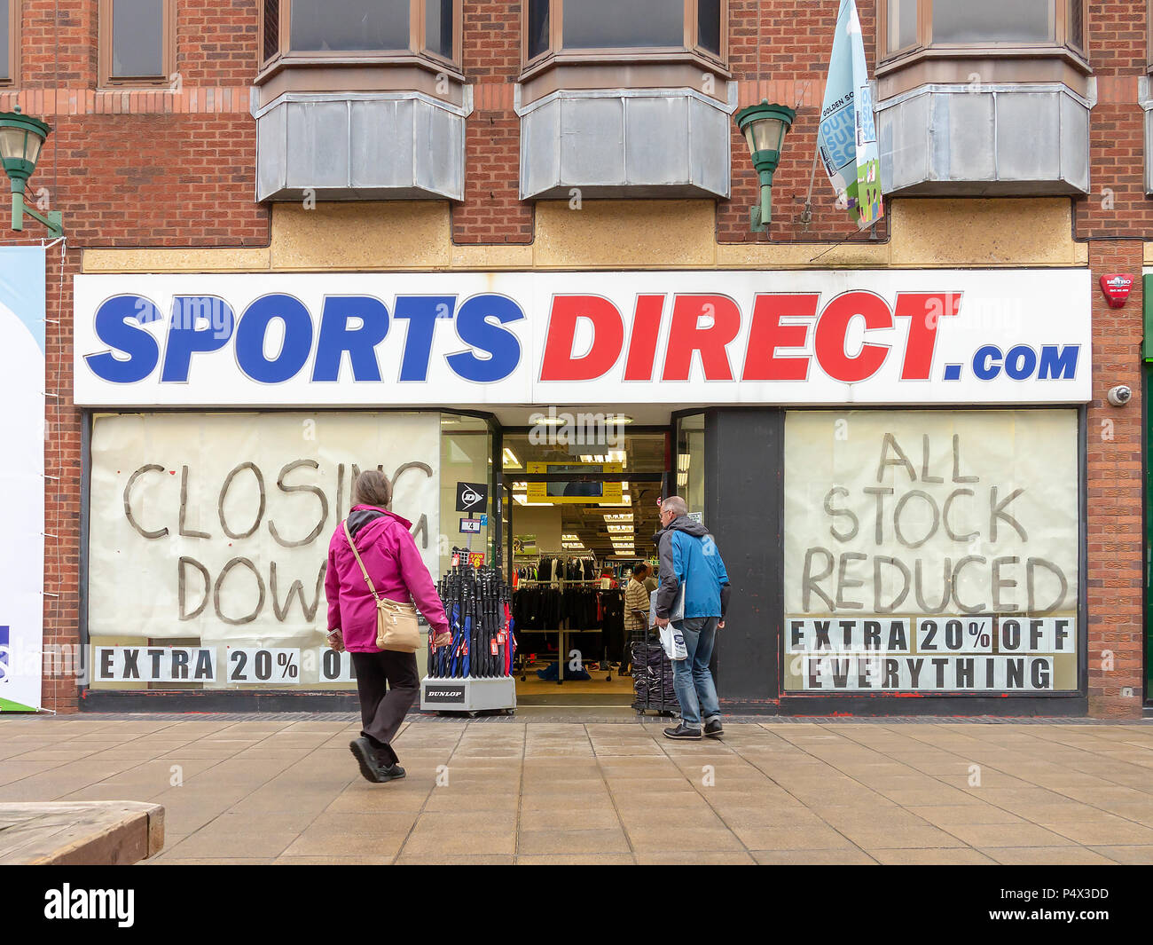 23 May 2018 Closing Down signs in the windows of the Sports Direct