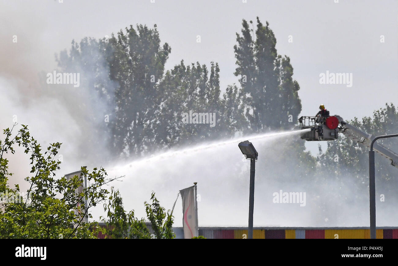 Firefighters at the scene of a large fire in a warehouse in Leyton ...