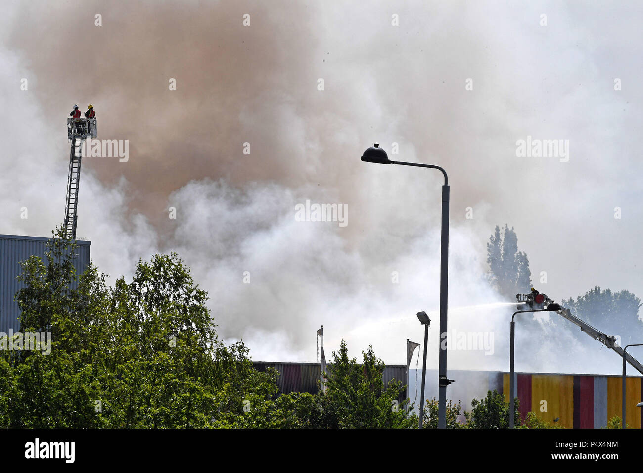 Firefighters at the scene of a large fire in a warehouse in Leyton ...