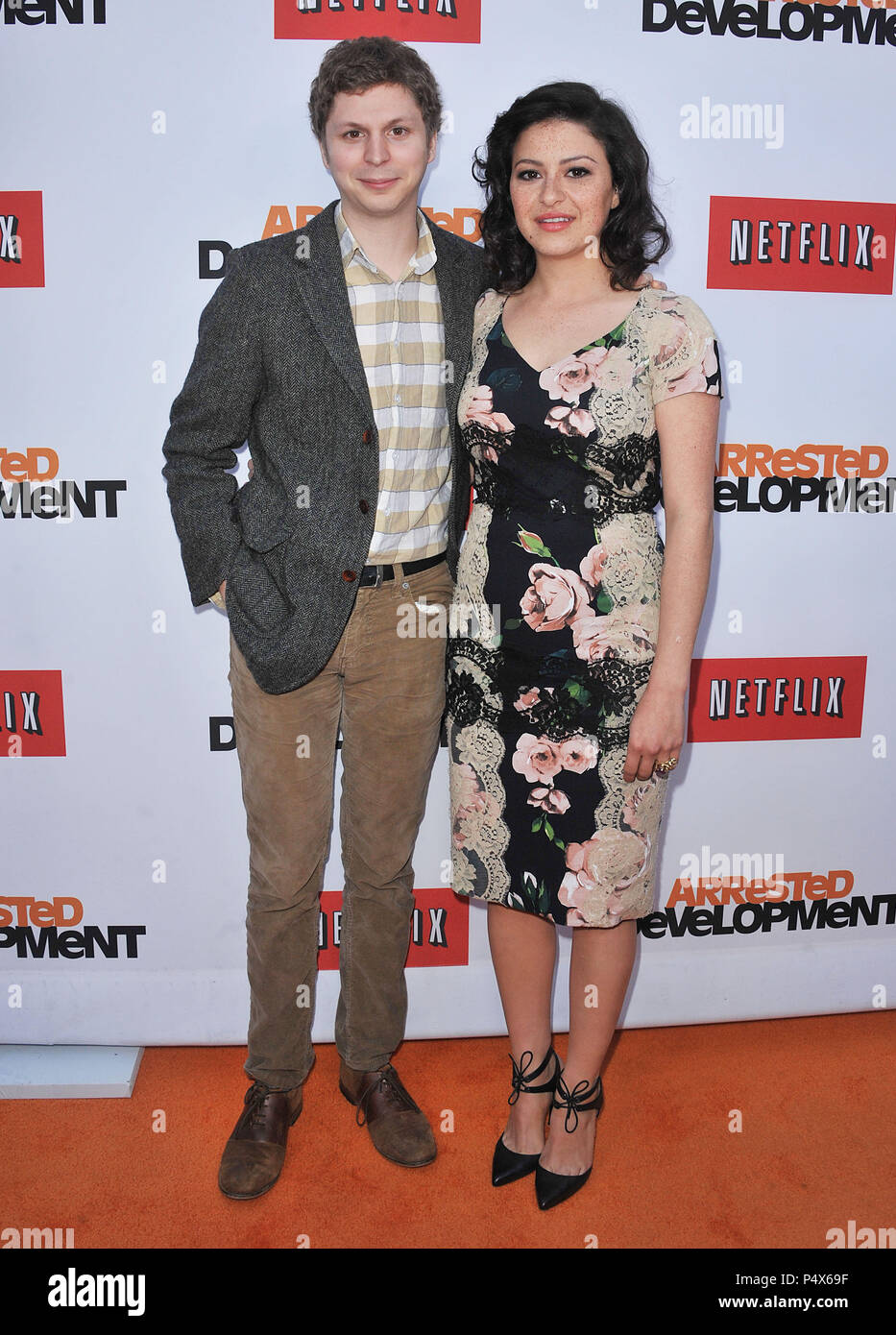Alia Shawkat and Michael Cena arriving at the Arrested Development