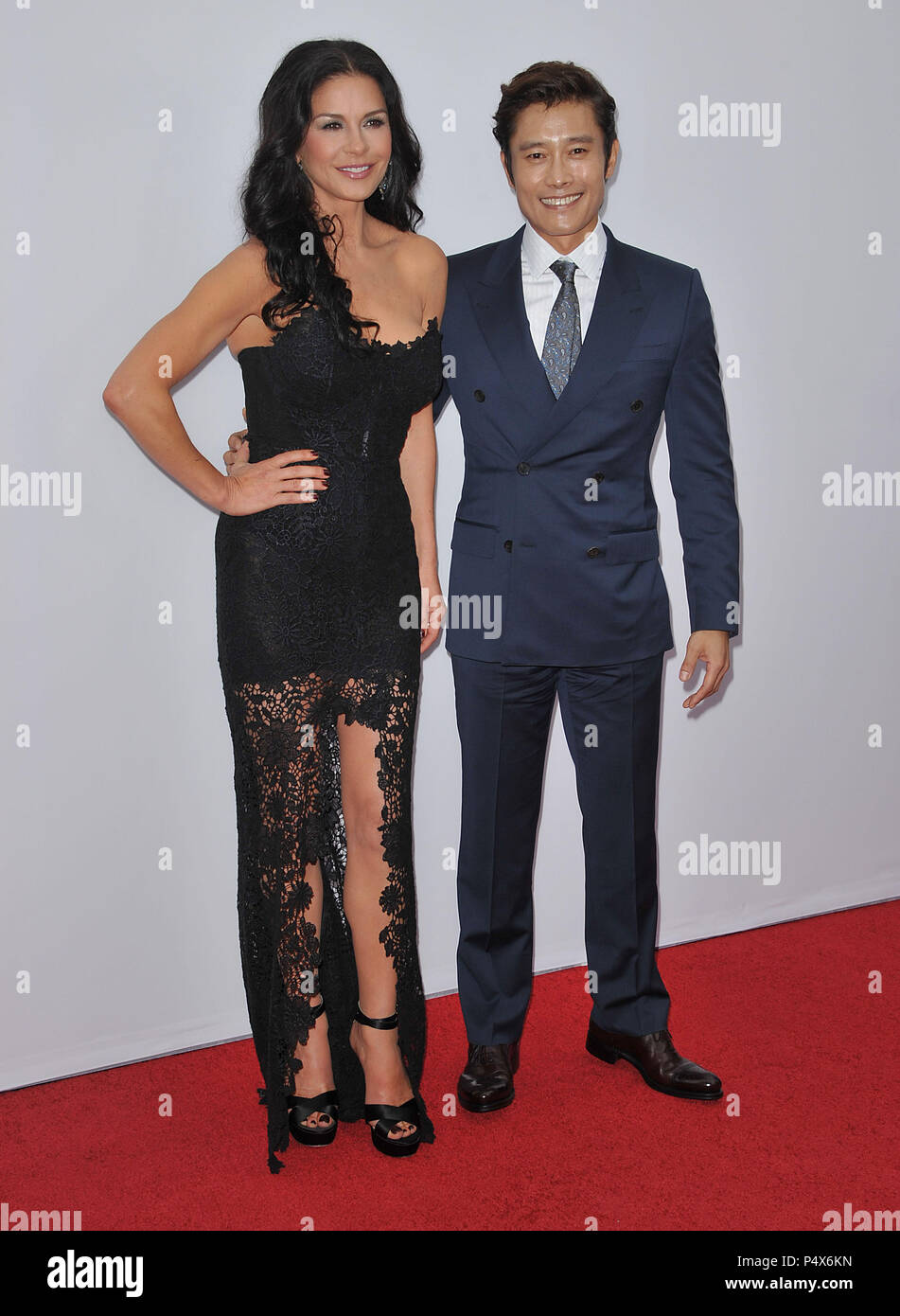 Catherine Zeta-Jones and Byung-Hun Lee at the RED 2 Premiere at the  Westwood Village Theatre In Los Angeles.Catherine Zeta-Jones and Byung-Hun  Lee 071 Event in Hollywood Life - California, Red Carpet Event