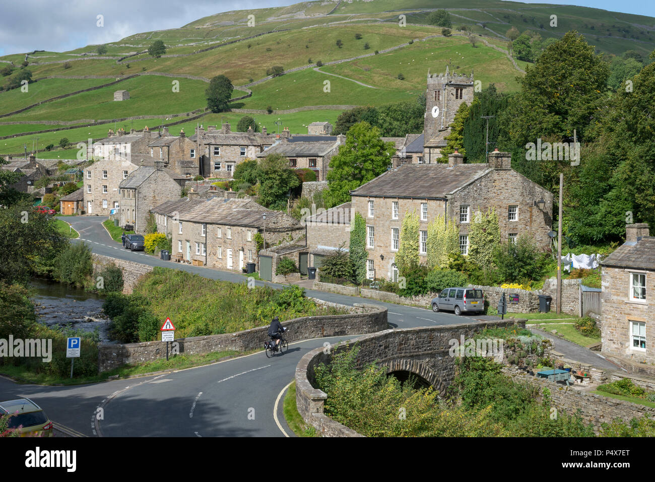 The village of Muker in Swaledale, Yorkshire Dales national park, England. Stock Photo