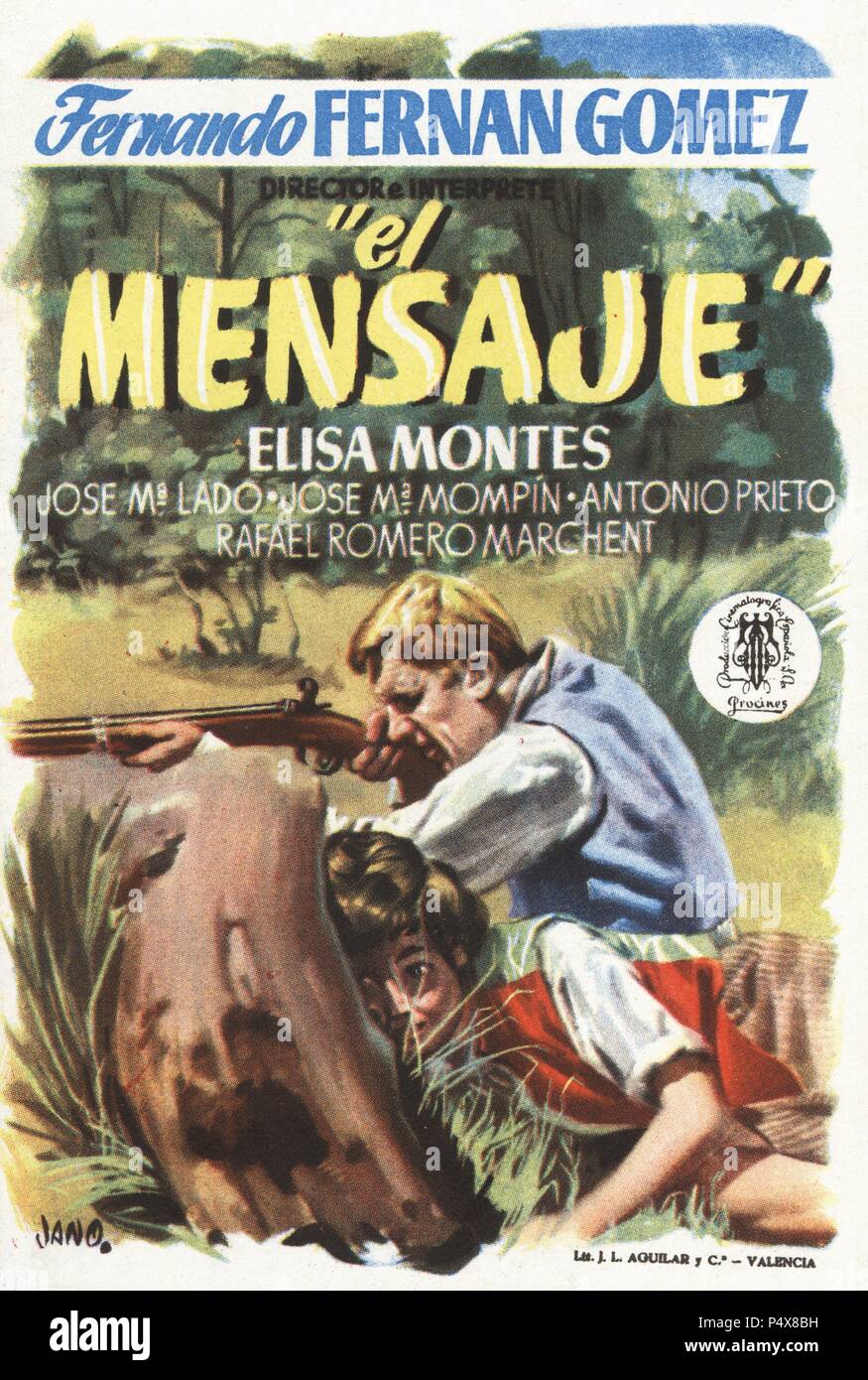Cartel de la película El Mensaje, con Fernando Fernán-Gómez y Elisa Montes; primera película dirigida por Fernando Fernán-Gómez. España, Año 1953. Stock Photo
