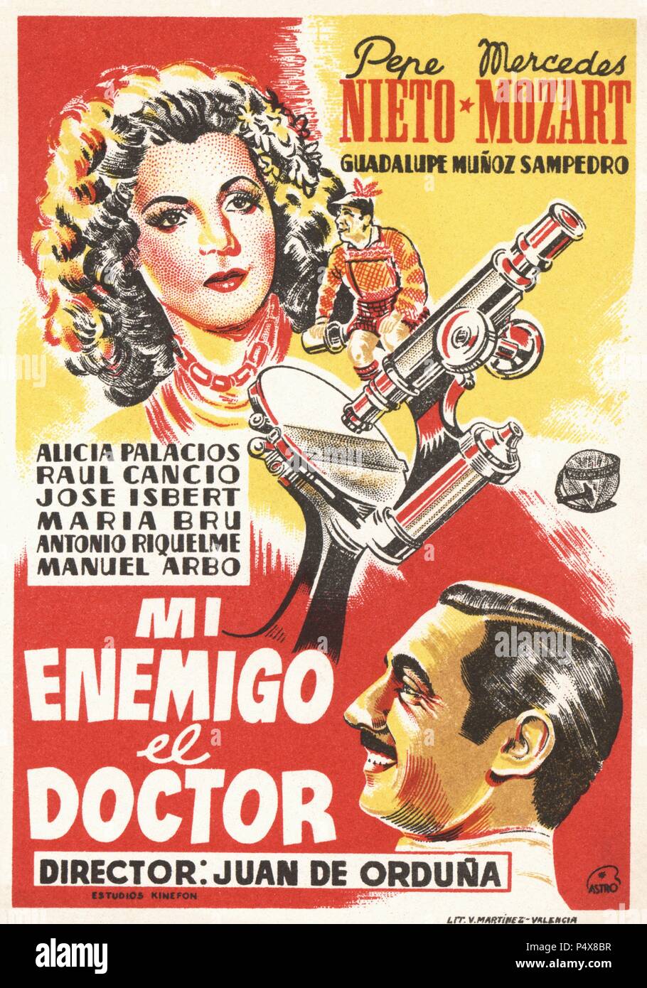 Cartel de la película Mi Enemigo el Doctor, con Pepe Nieto y Mercedes Mozar, dirigida por Juan de Orduña. España, año 1944. Stock Photo