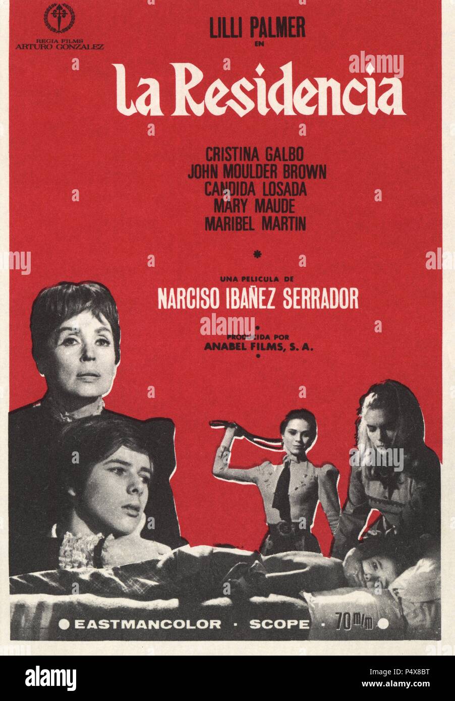 Cartel de la película La Residencia, con Lilli Palmer y Cristina Galbó, dirigida por Narciso Ibáñez Serrador. España, 1969. Stock Photo
