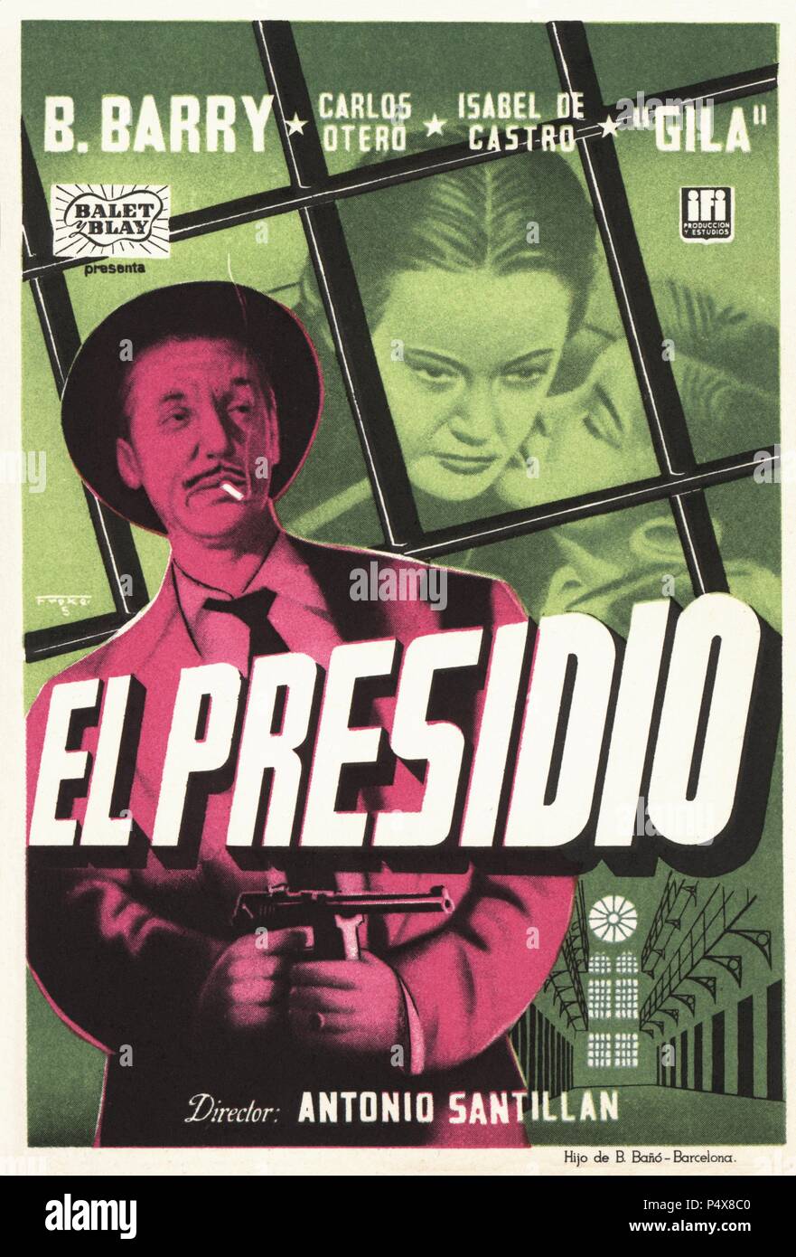 Cartel de la película El Presidio, con Barta Barry, Carlos Otero y Gila, dirigida por Antonio Santillán. España, 1954. Stock Photo