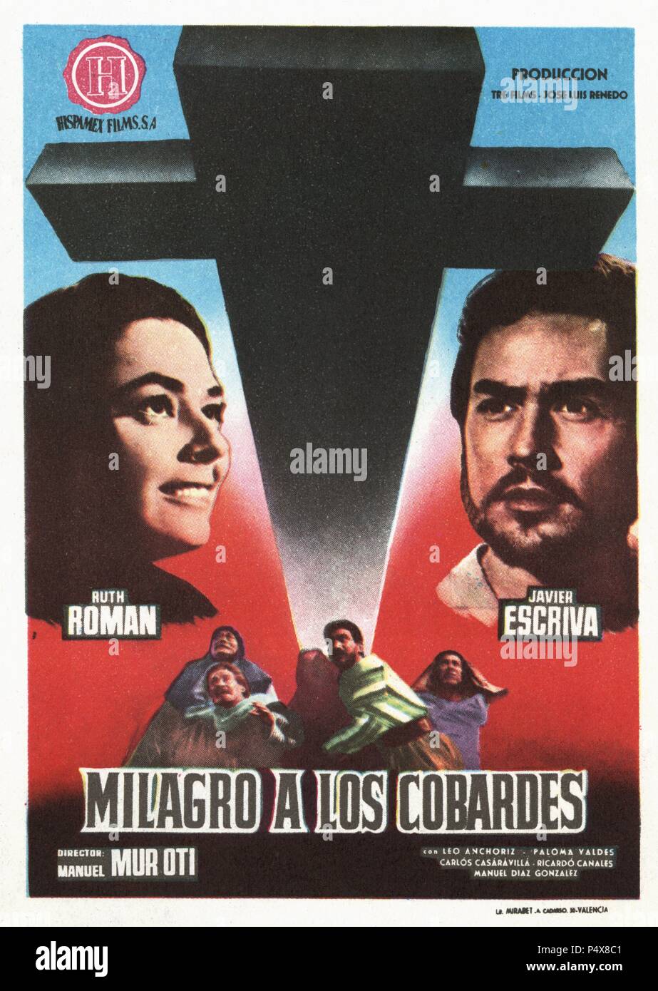 Cartel de la película Milagro a los Cobardes, con Ruth Roman y Javier Escrivá, dirigida por Manuel Mur Oti. España, 1961. Stock Photo