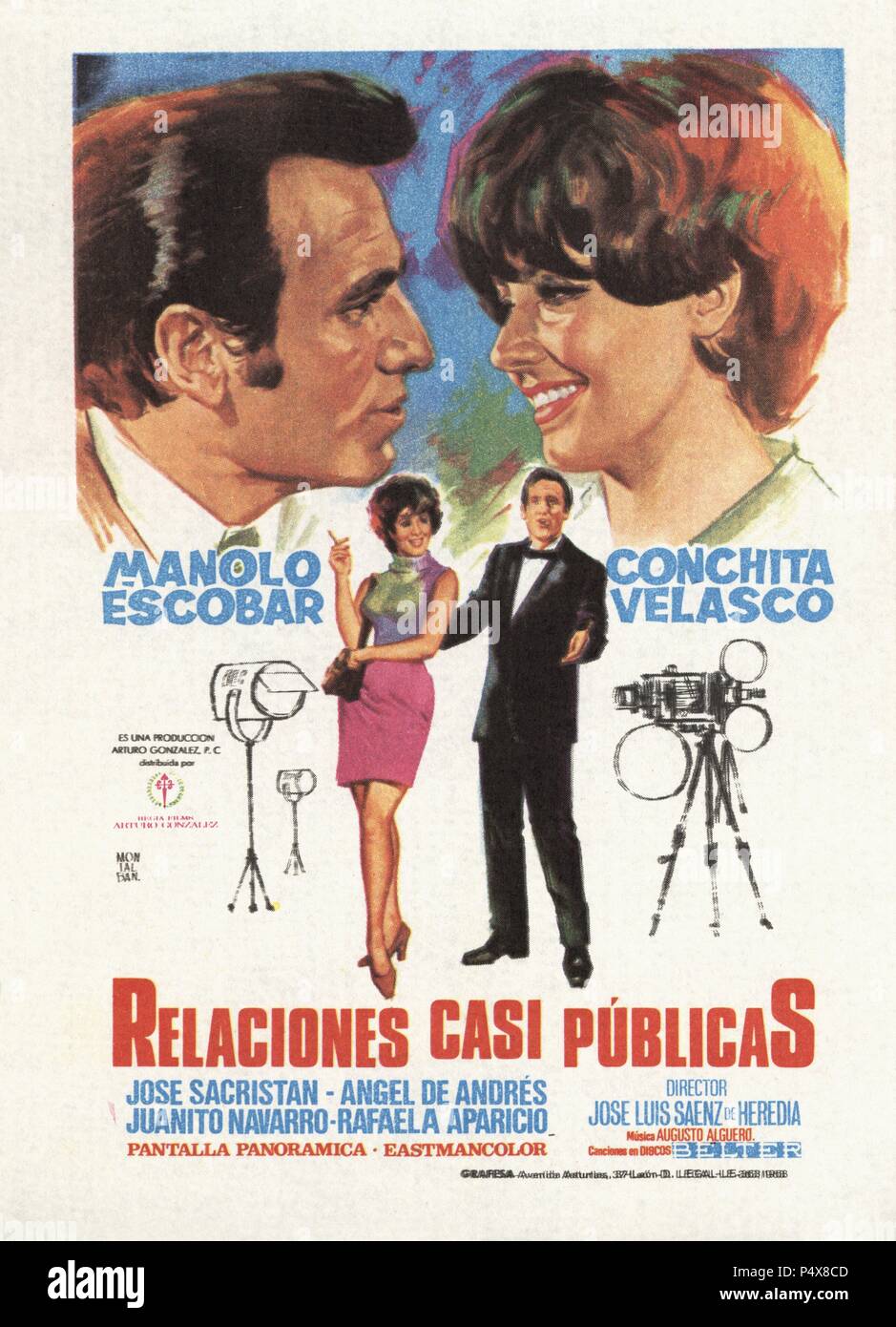 Cartel de la película Relaciones casi públicas, con Manolo Escobar y Conchita Velasco, dirigida por José Luis Sáenz de Heredia. España, 1968. Stock Photo