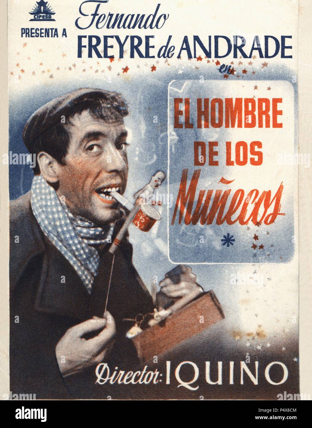 Cartel de la película El Hombre de los Muñecos, con Fernando Freyre de Andrade, dirigida por Ignacio F. Iquino. España, 1943. Stock Photo