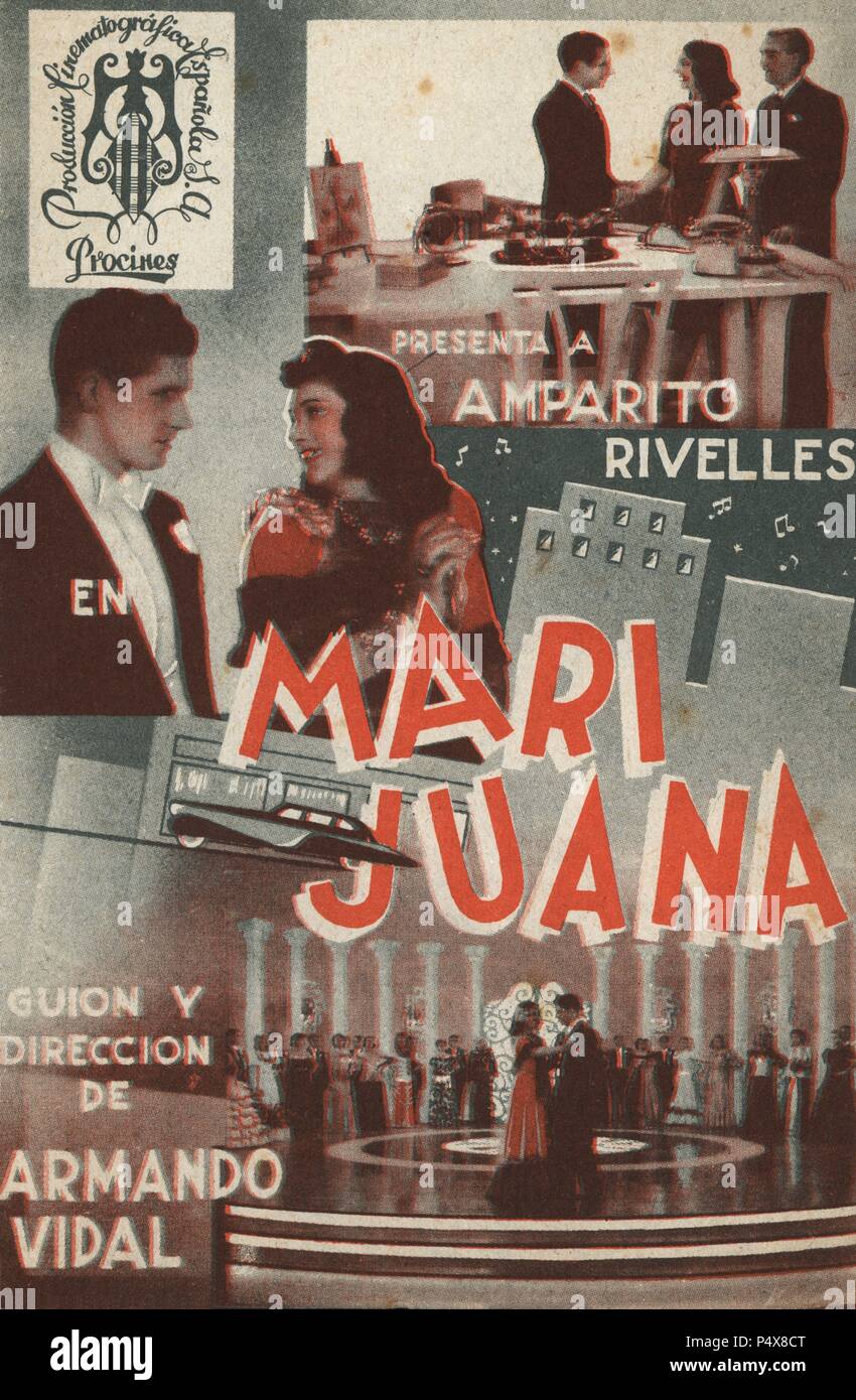 Cartel de la película Mari Juana, primera película de Amparito Rivelles, dirigida por Armando Vidal. España, 1940. Stock Photo