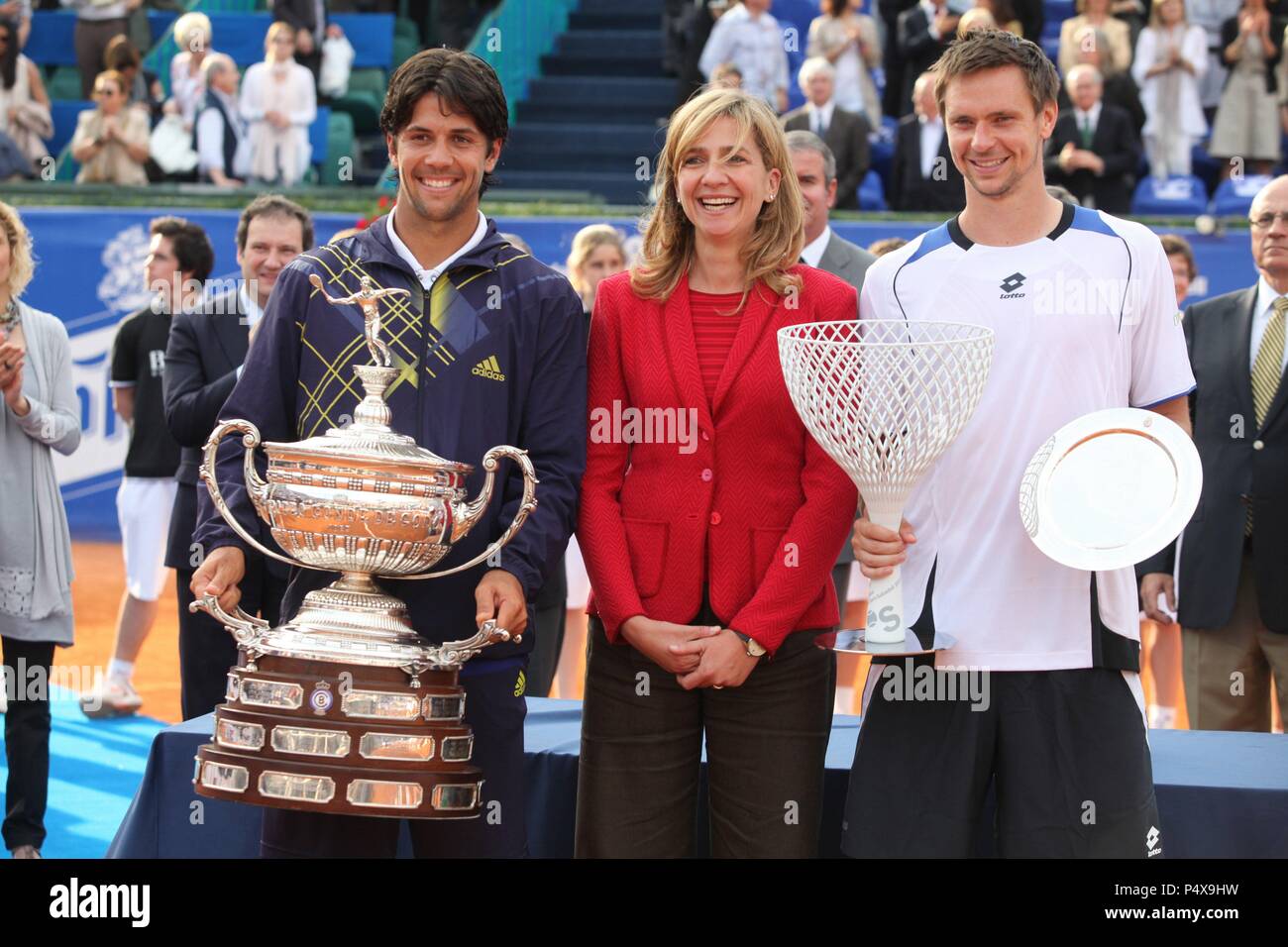 Fernando Verdasco gana la Final del Torneo Conde de Godó de Tenis frente a Soderling. Stock Photo
