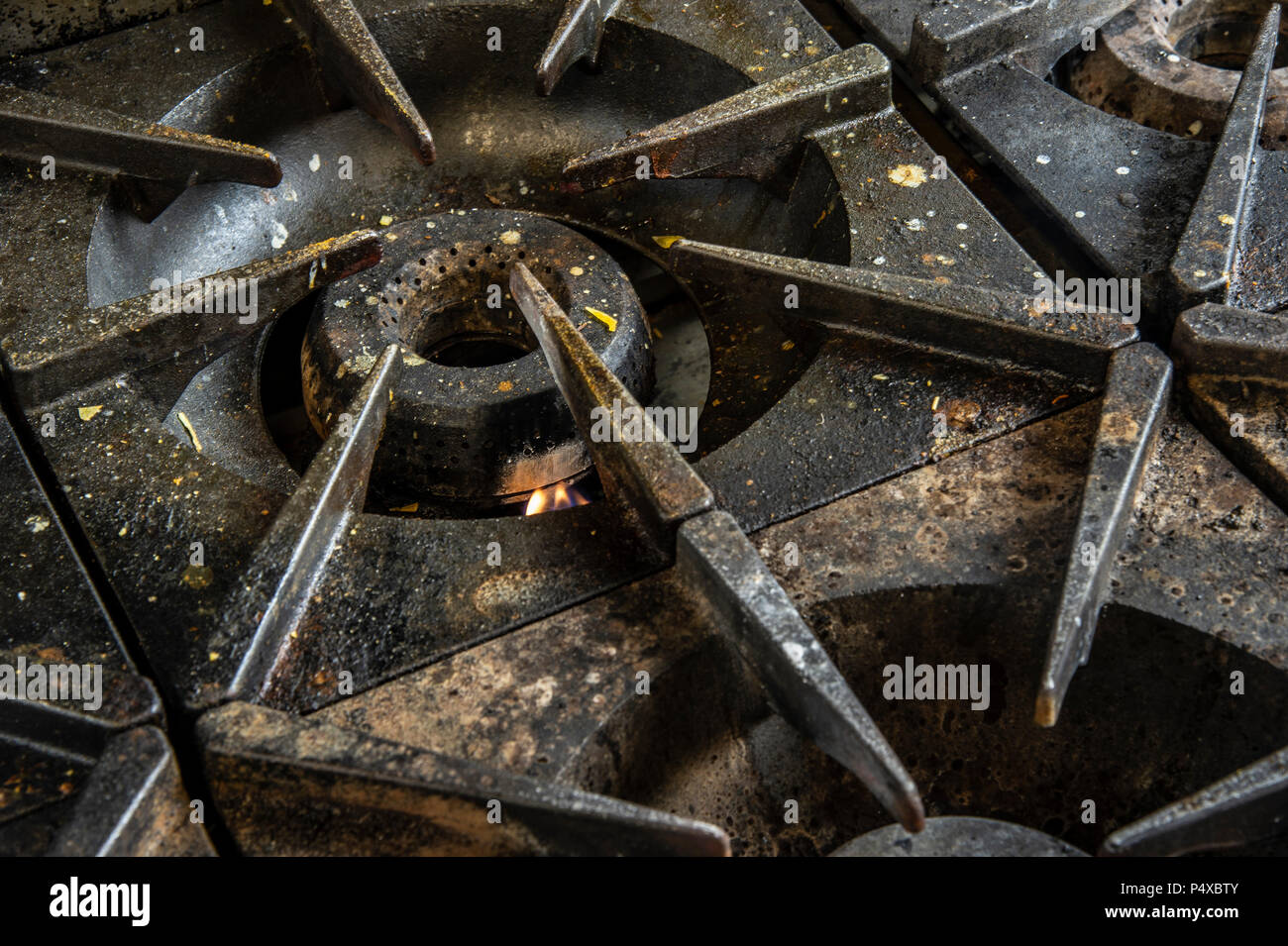 Commercial Stove Detail In Restaurant Kitchen Stock Photo