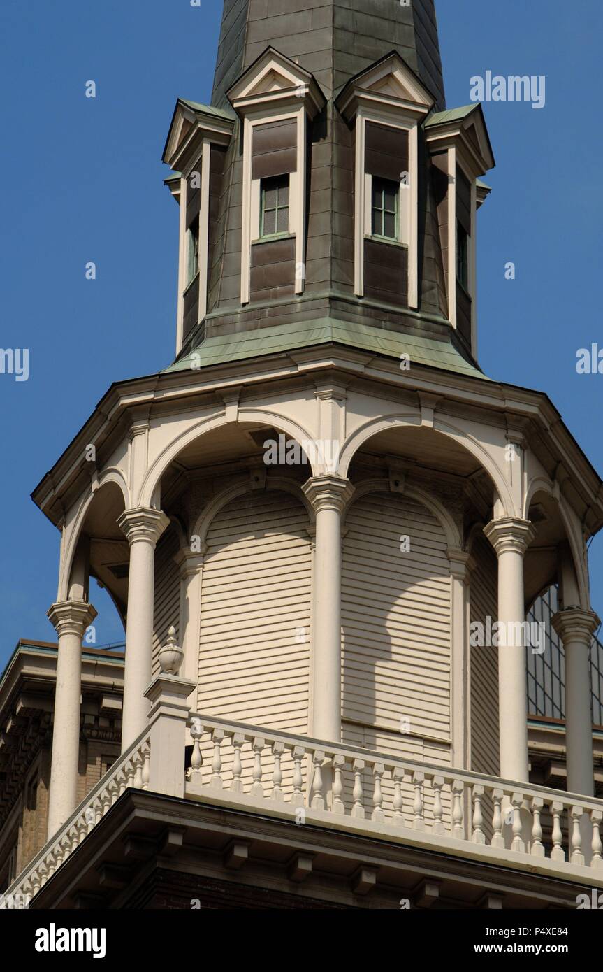 United States. Boston. Old South Meeting House. Bell tower. Detail. 18th century. Massachusetts. Stock Photo