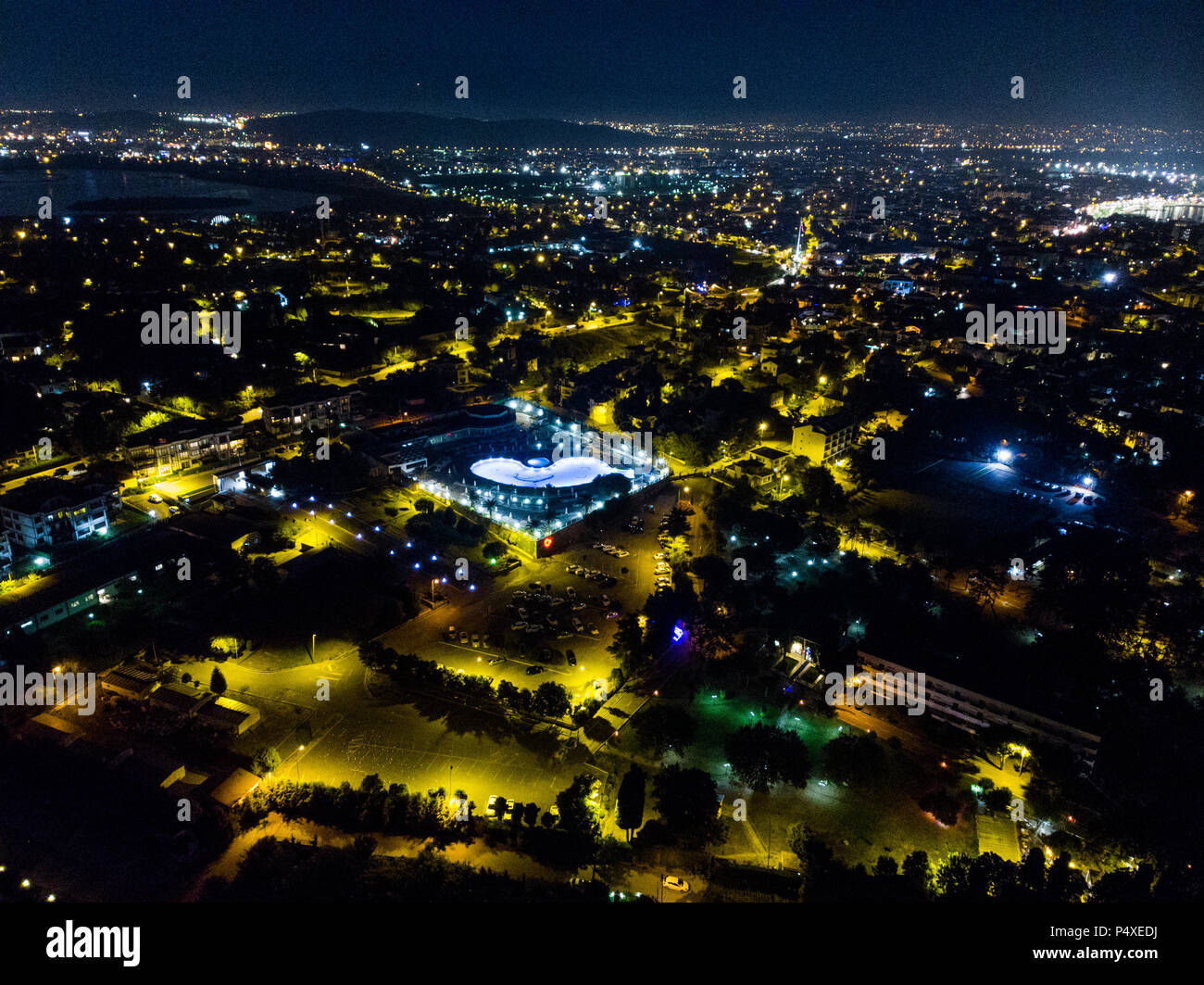 Aerial Night Drone view of Istanbul Tuzla. Cityscape Stock Photo Alamy