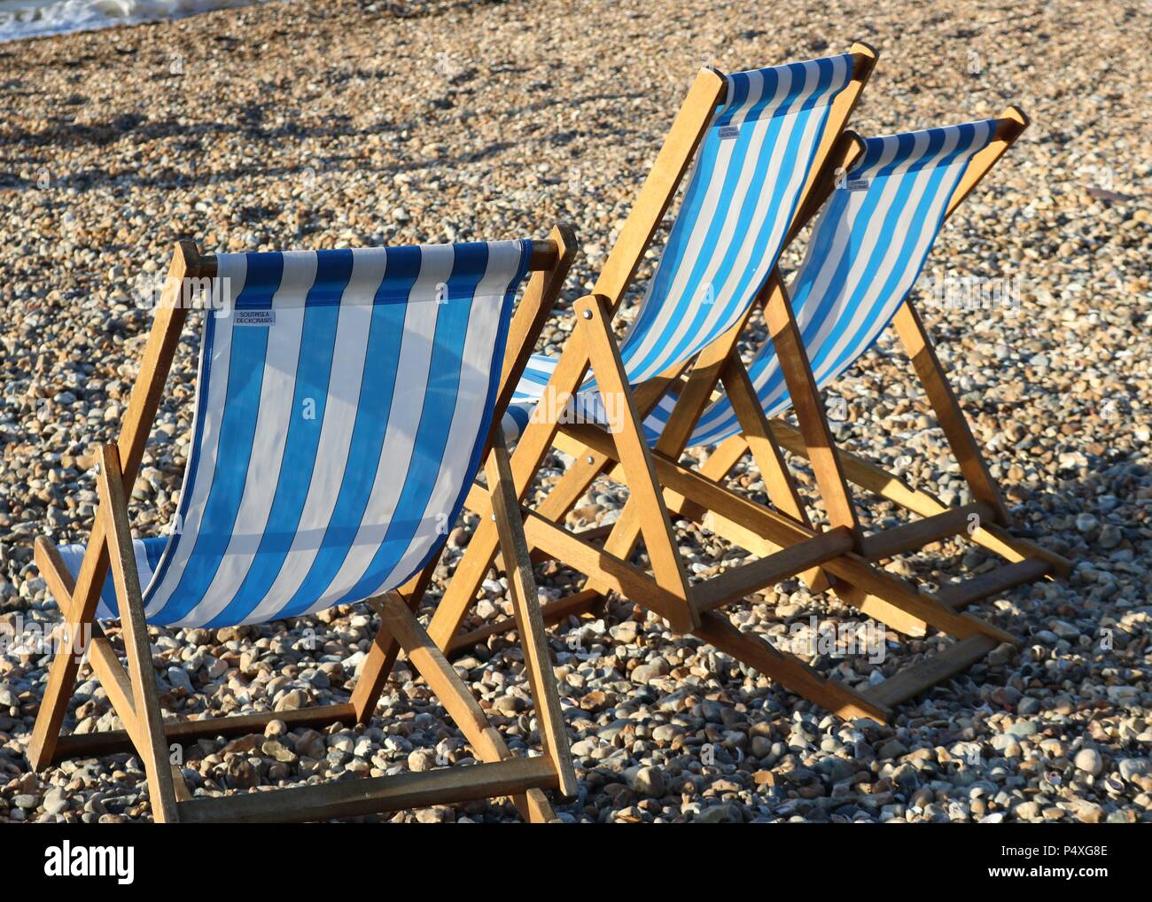Deck Chairs on Whitstable Beach , Kent Stock Photo Alamy