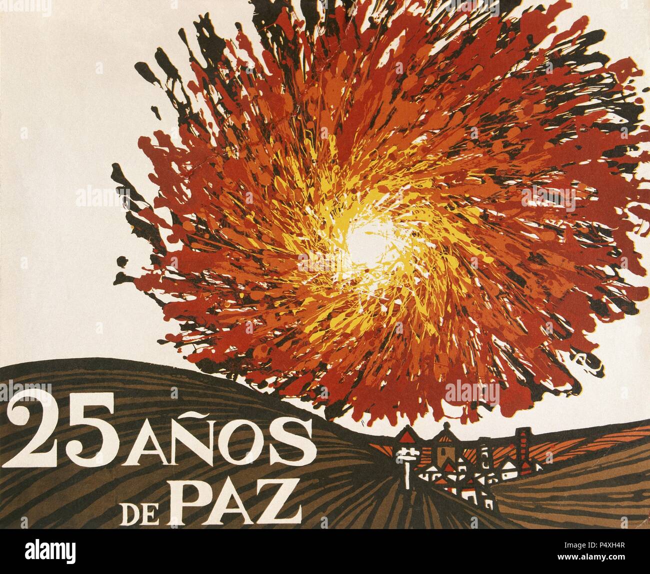 '25 AÑOS DE PAZ'. Cartel de propaganda del régimen franquista (1939-1975). España. Stock Photo