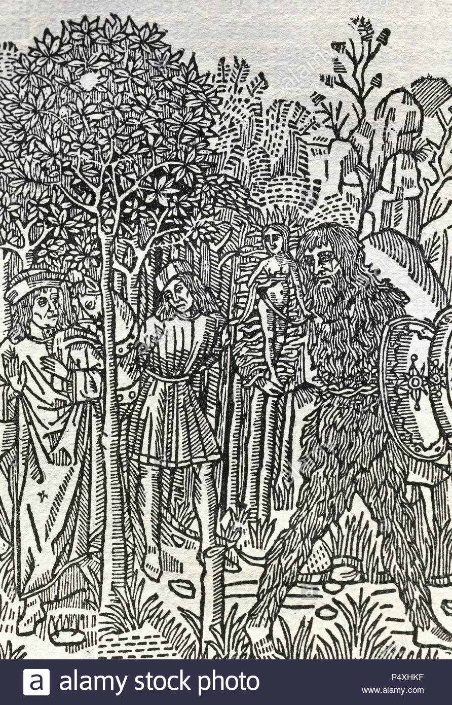 Diego de San Pedro (ca. 1437-ca. 1498). Spanish writer. The Prison of Love, 1492. Engraving. Edition in Barcelona in 1493. Catalan translation. Spain.