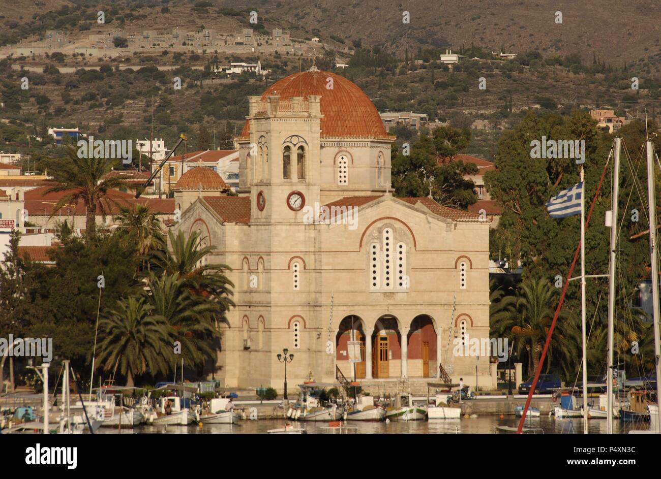 Greece. Aegina. Church of Agios Nikolaos. Exterior. Aegina Island Stock