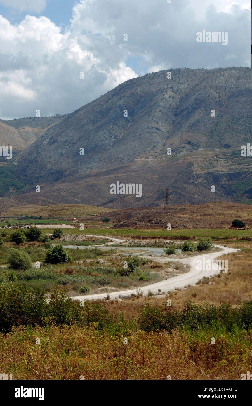 REPUBLIC OF ALBANIA. MESOPOTAM.  Landscape around the city. Stock Photo