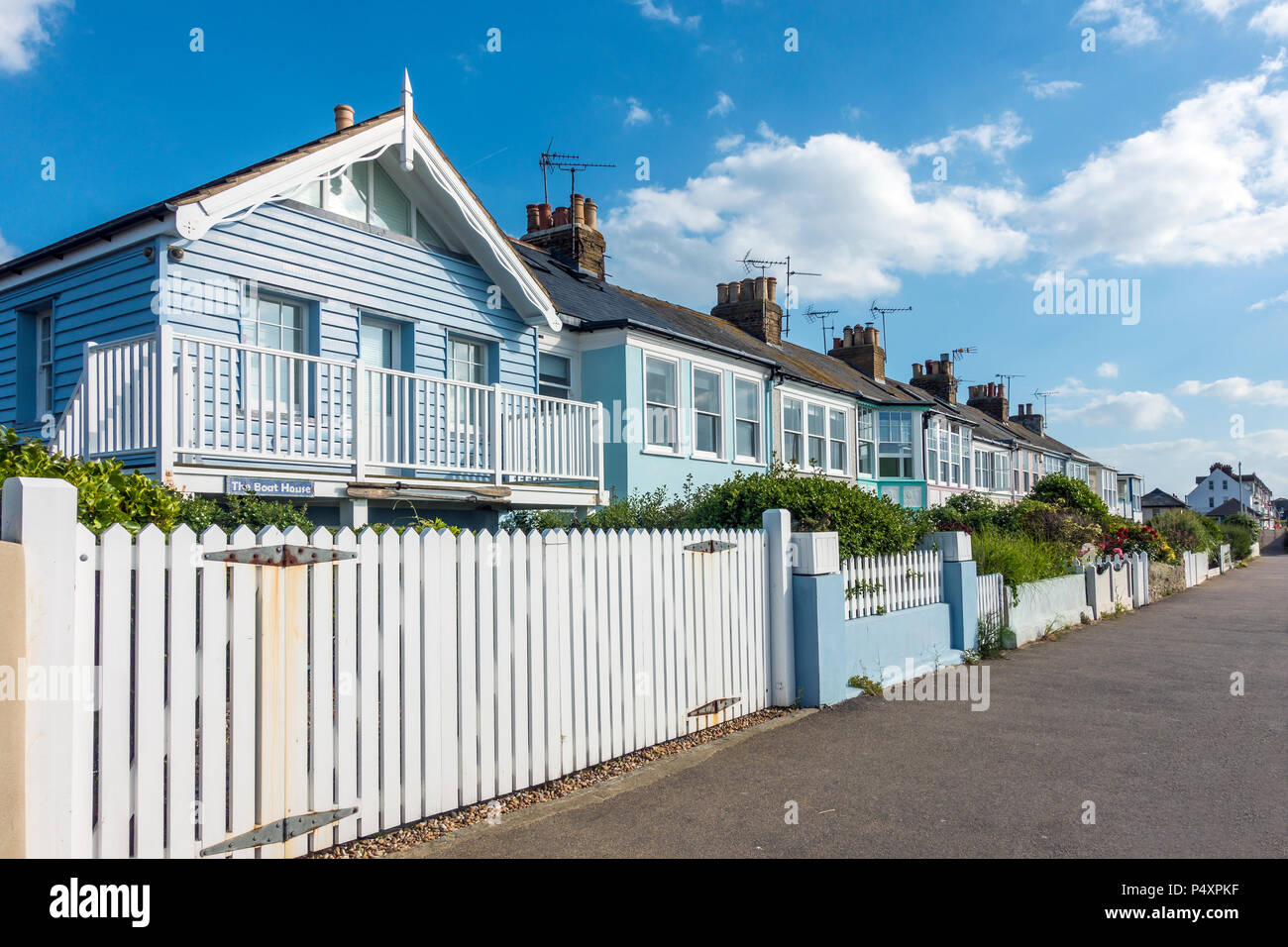 Marine Terrace,Beachside Homes,Whitstable,Kent,England,UK Stock Photo