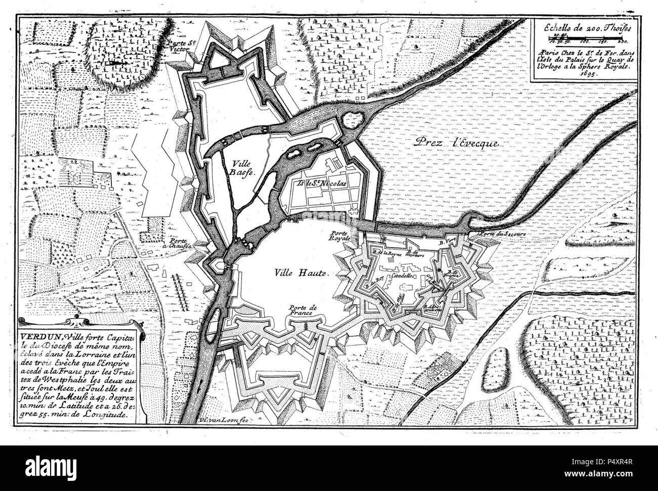 1695 map of Verdun Stock Photo Alamy