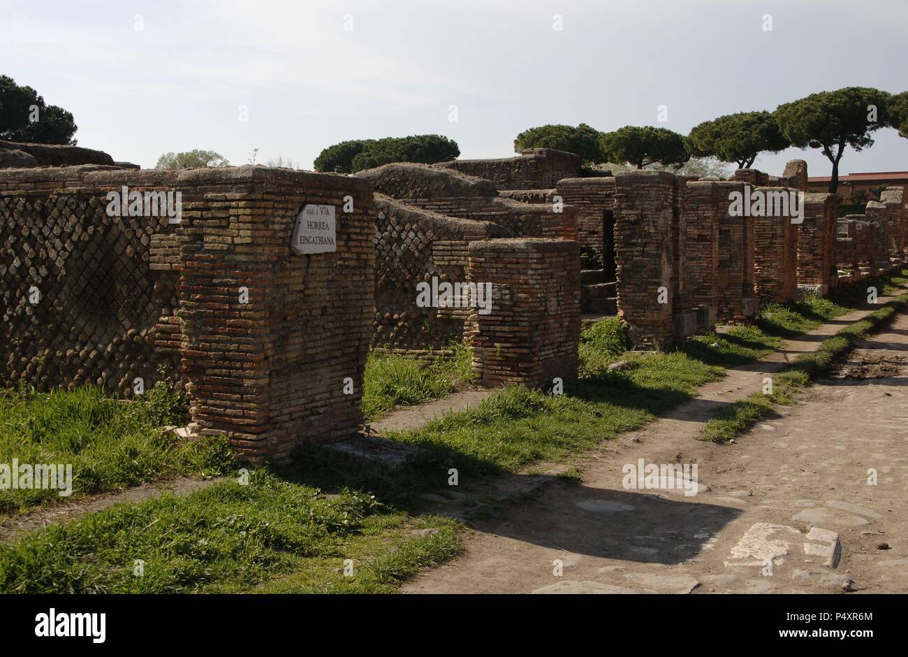 Ostia Antica. Via Horrea Epagathiana. Italy. Stock Photo