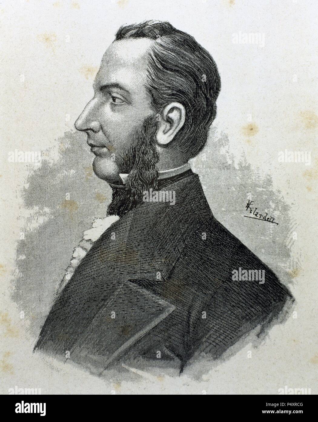 MORAZAN, Francisco (1792-1842). Político hondureño. Presidente de las Provincias Unidas de Centroamérica en 1829. Grabado de 'Americanos Célebres' (1888) . Stock Photo