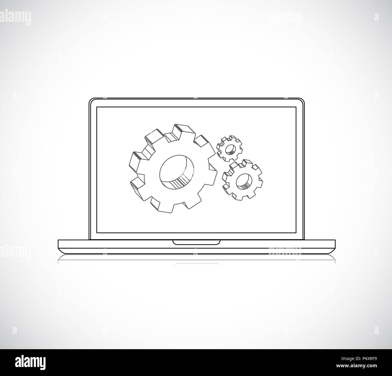 Implement Computer Design Vector Computer-design engineering. Laptop, gear. Vector Illustration ...