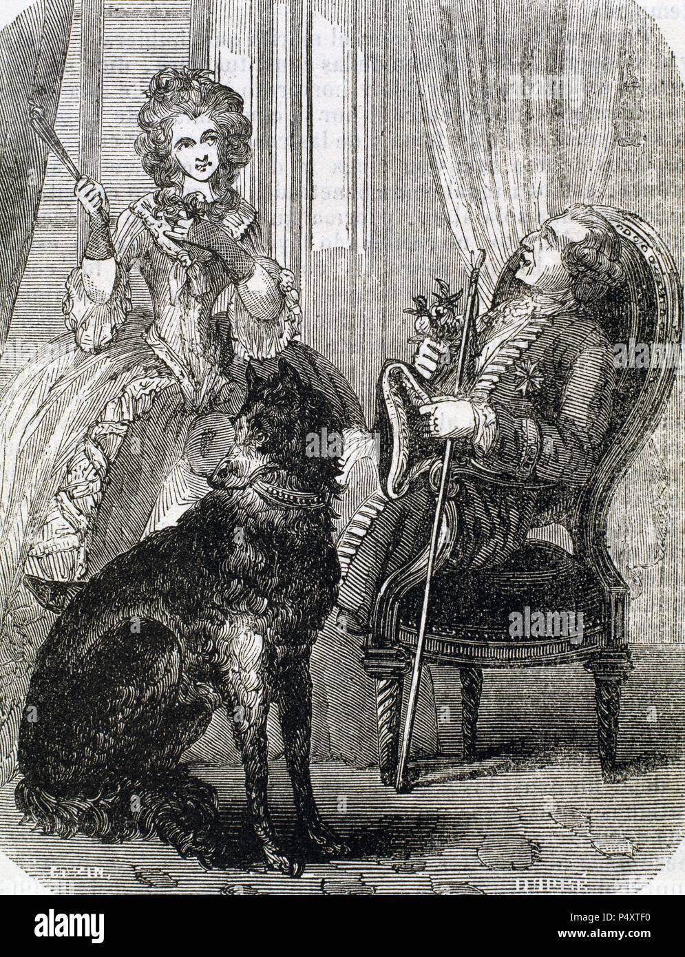 Louis XV (1710-1774). King of France (1715-1774) and Marie Jeanne Becu, Comtesse  du Barry. Engraving of 1851 Stock Photo - Alamy