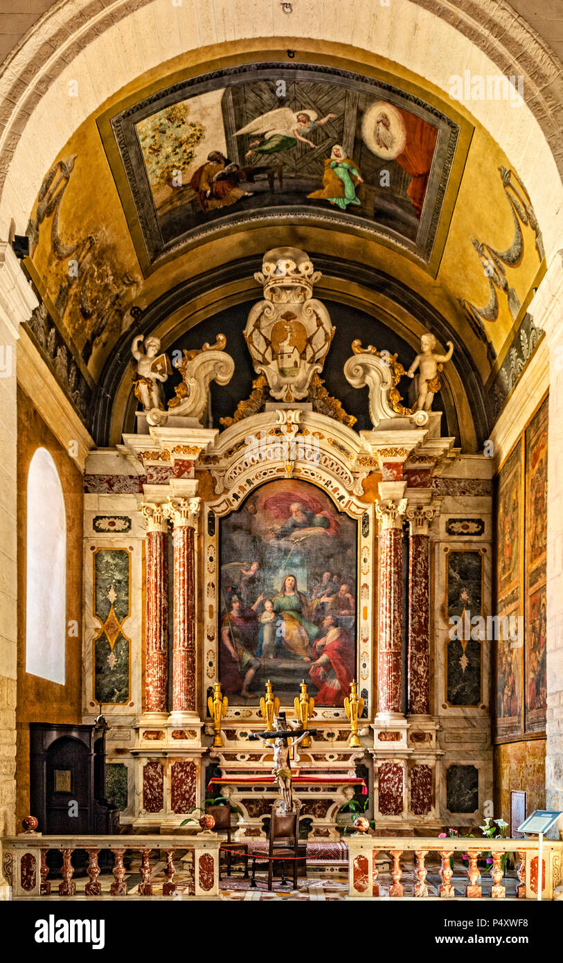 Italy Sardinia Sassari San Nicola Cathedral, the dome, Altar of Saints Anna and Gioacchino, Stock Photo