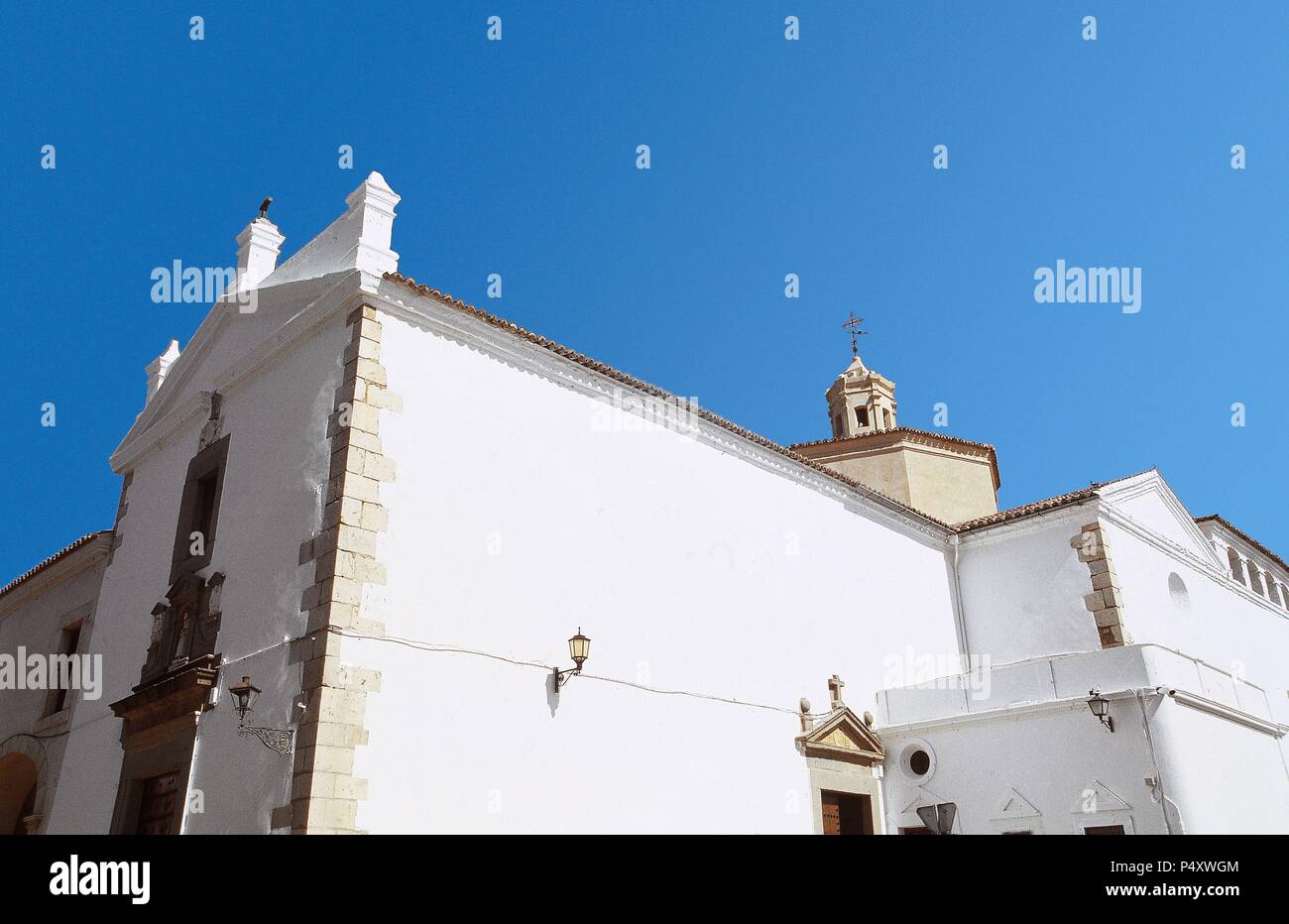 Spain. Extremadura. Almendralejo. Convent and Church of Saint Anthony, founded around 1664 by the Franciscan Fathers Alcantarines of Our Lady of Light of Moncarche. Reformed in the 20th century. Stock Photo