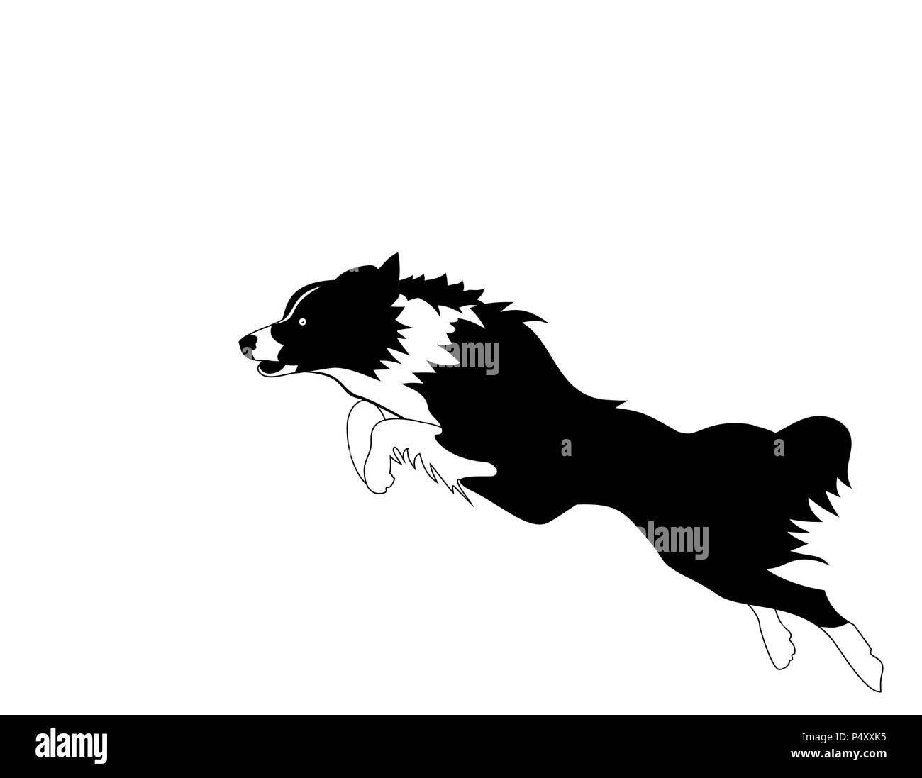 Playful young animal, dog playing and running Stock Vector