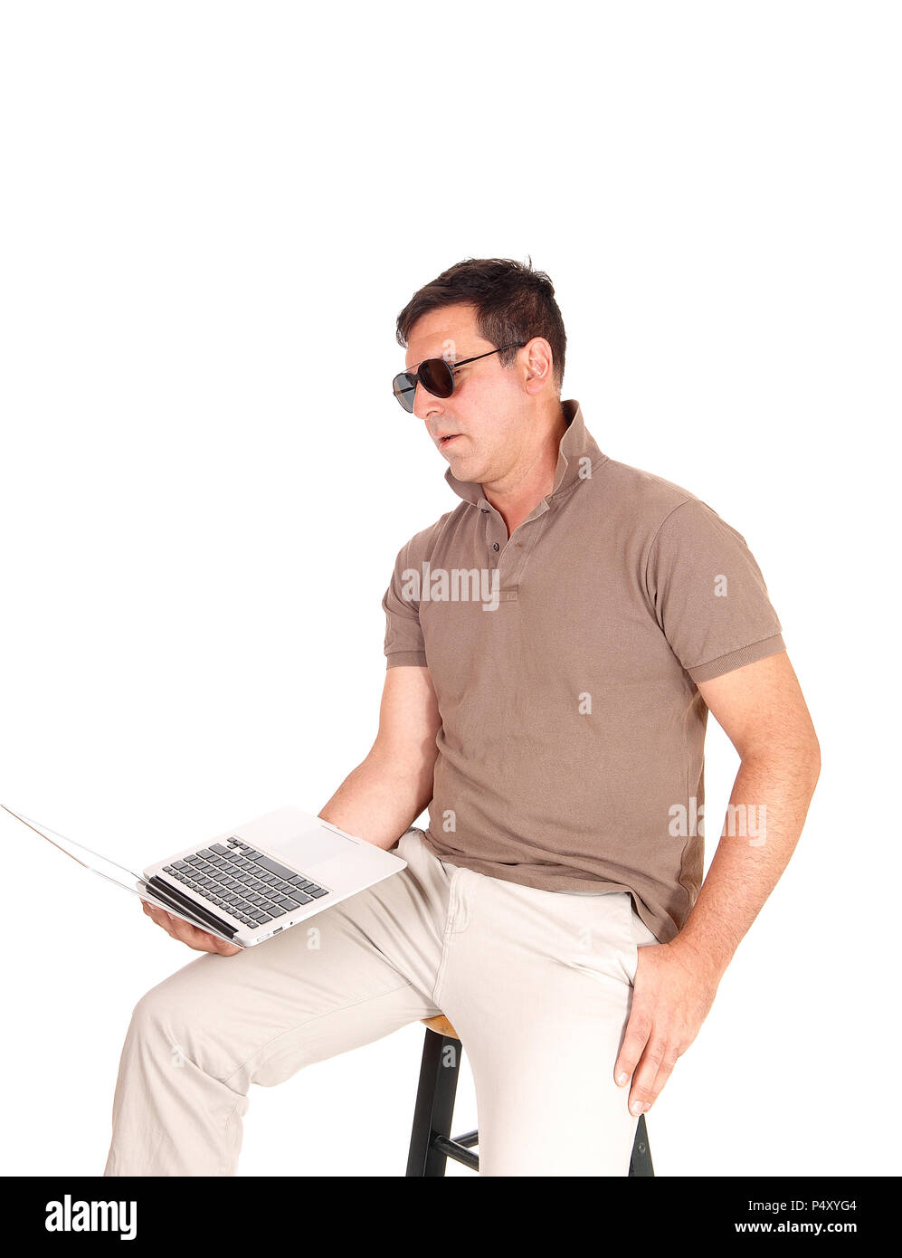 A handsome man in a brown shirt and 