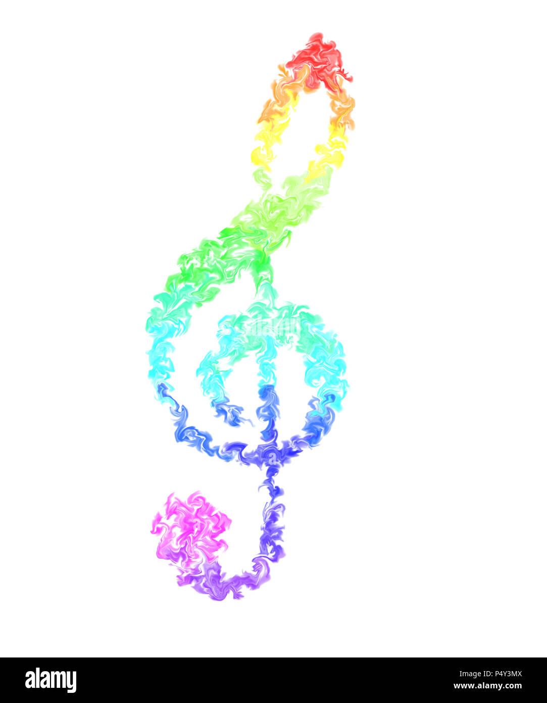Pulsing Rainbow Color Music Note - Smeared Fire Design Stock Photo