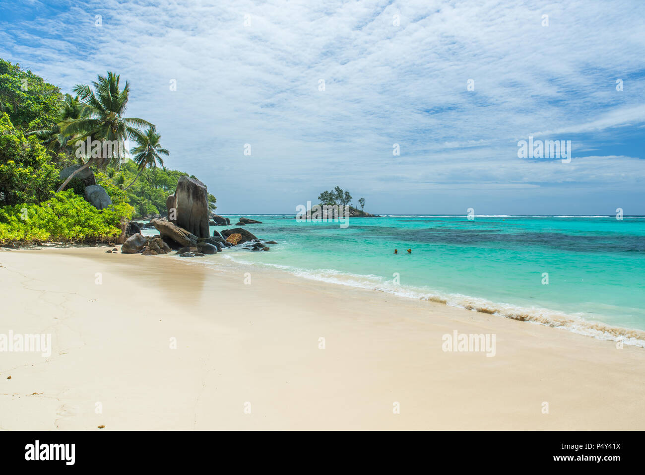 Tropical beach in Seychelles, Mahe Stock Photo