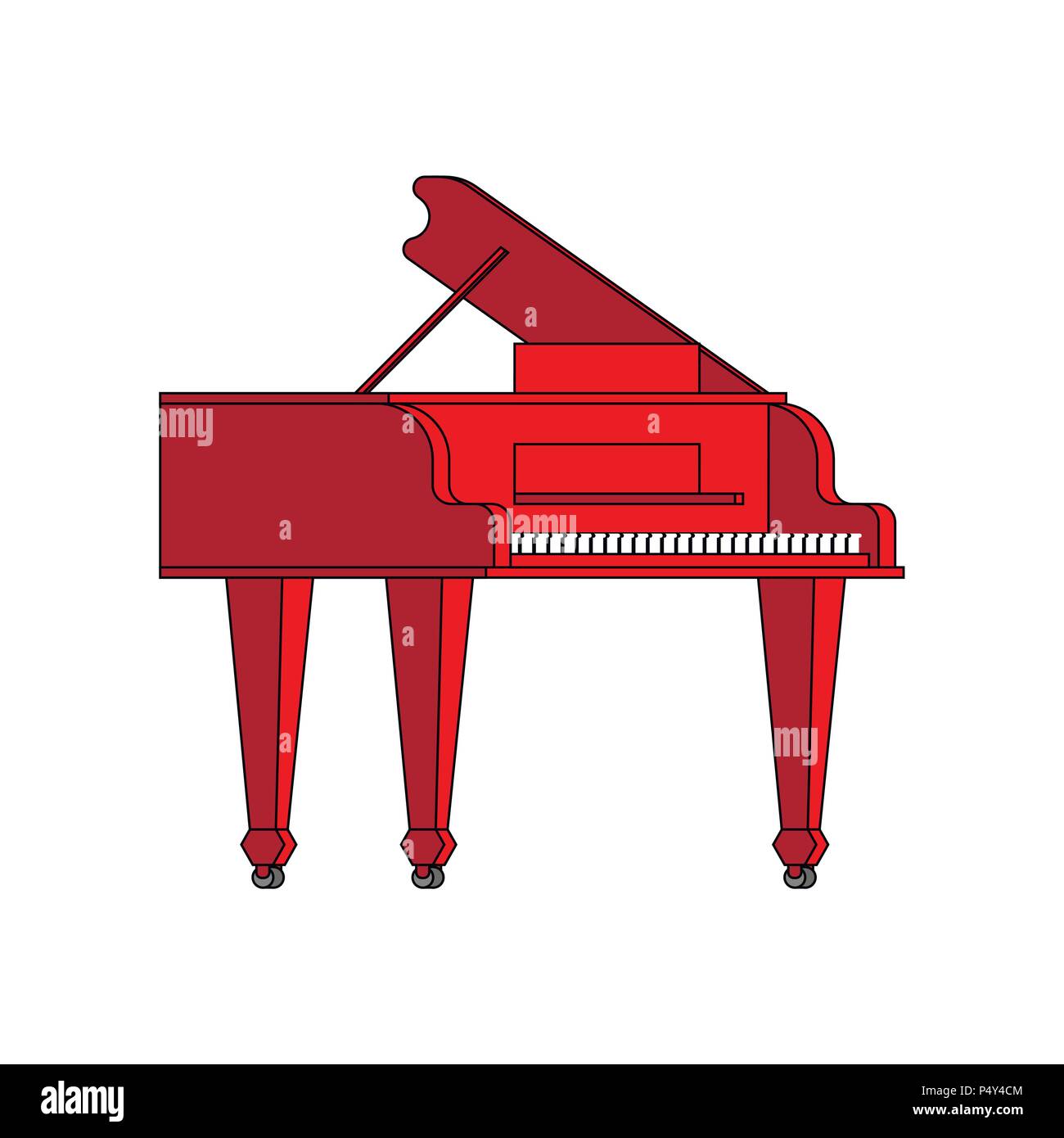 Red grand piano isolated. Musical instrument Vector illustration Stock ...