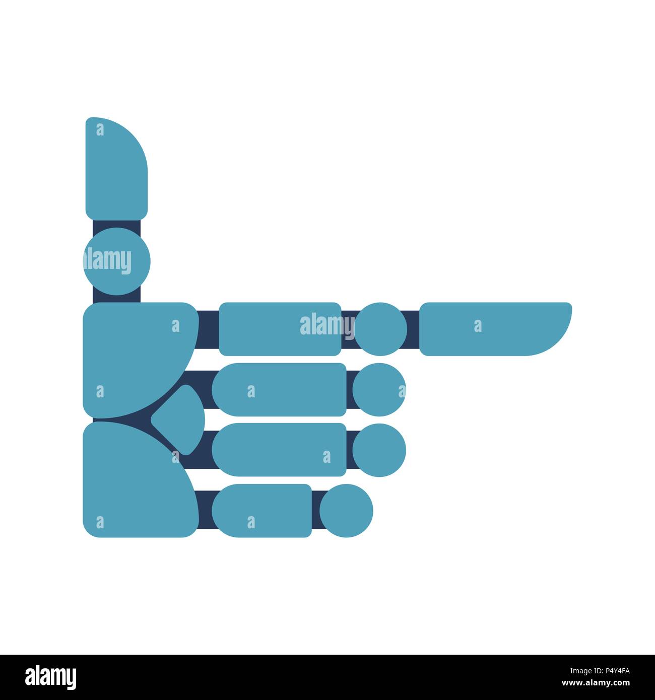 Pointing Cyborg Hand. Robot hand thumb forward. Vector illustration Stock Vector