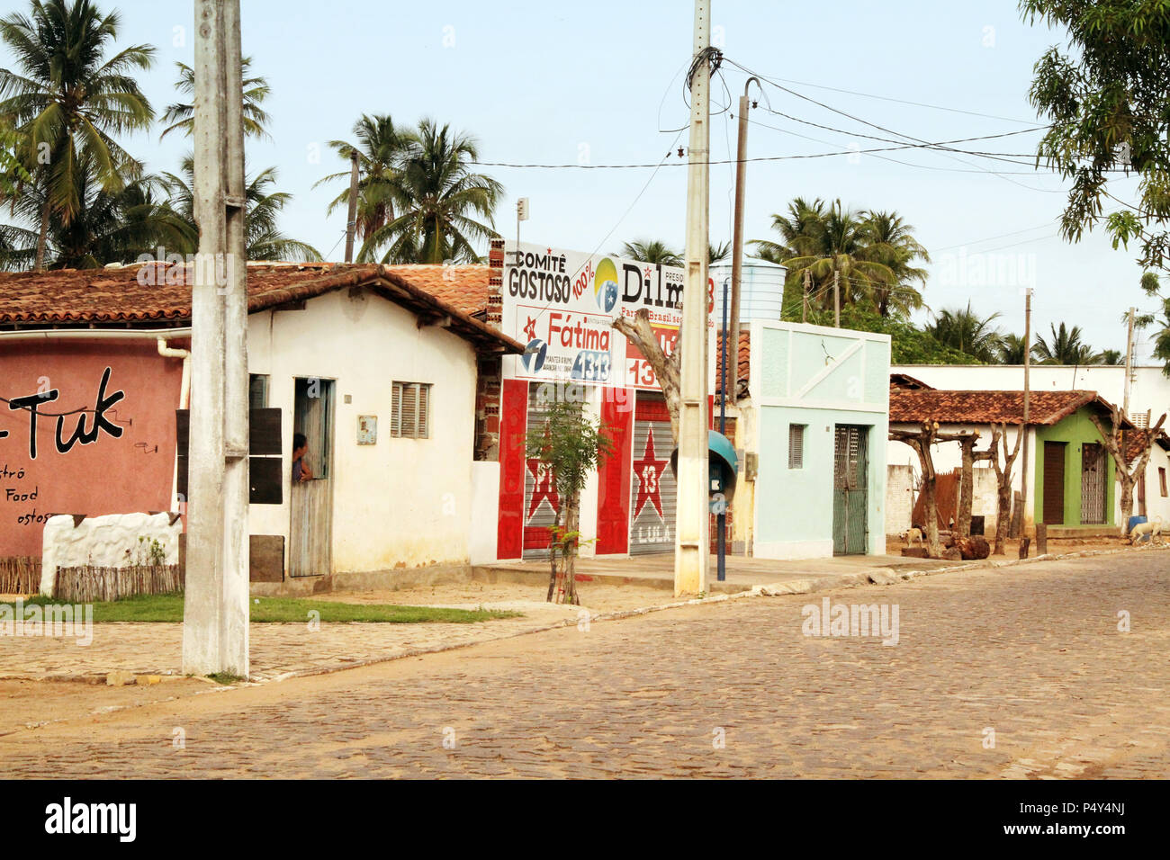 Street, São Miguel do Gostoso, Rio Grande do Norte, Brazil Stock Photo