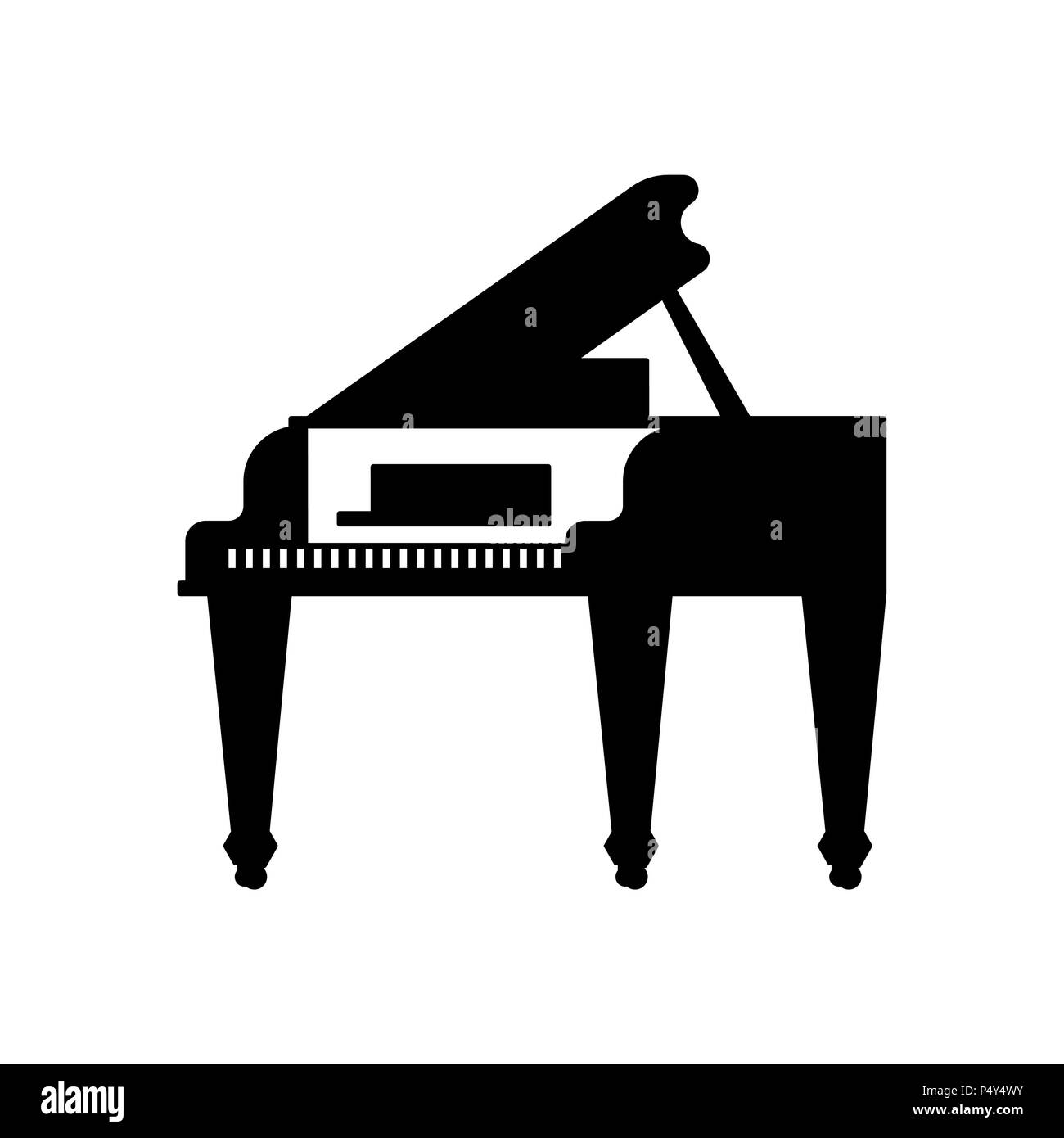 Icon grand piano black Template. Musical instrument Vector illustration ...