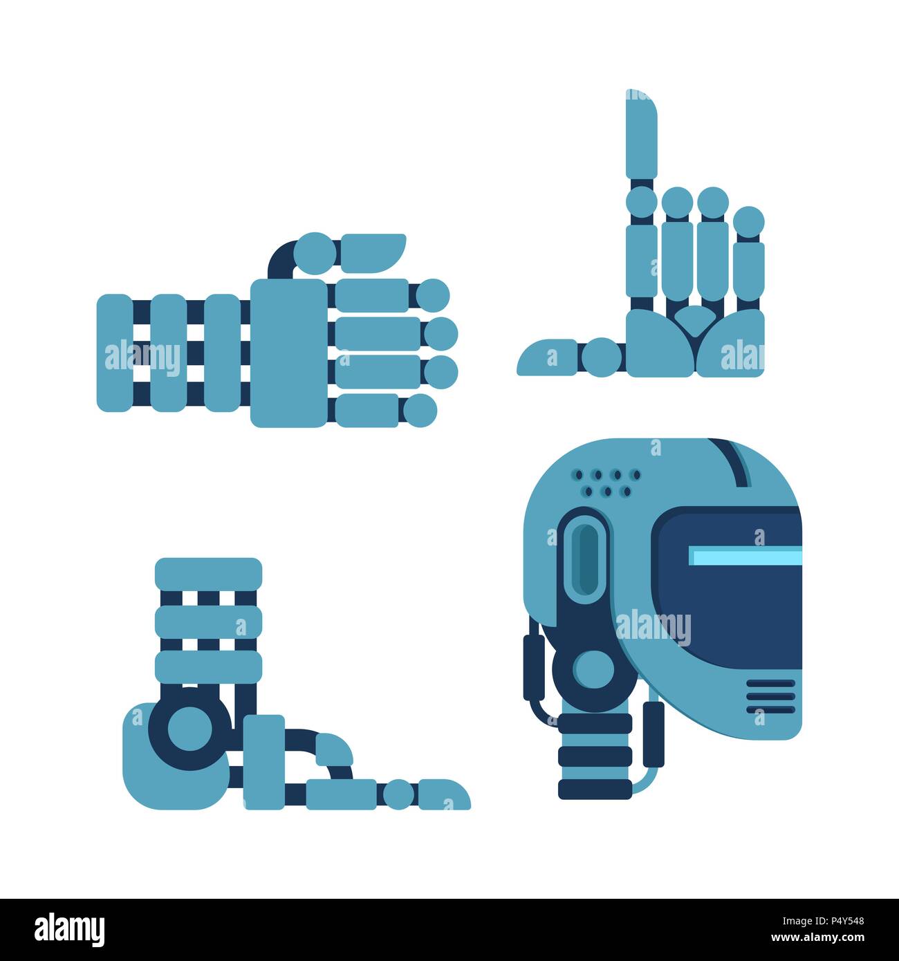 Cyborg set of body parts. Robot head and hand. Leg Artificial intelligence.  Vector illustration Stock Vector Image & Art - Alamy