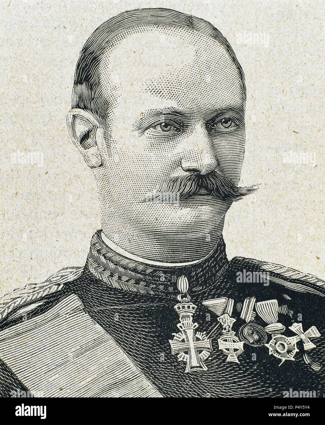 Frederick VIII (Christian Frederik Vilhelm Carl) (1843-1912). King of the Kingdom of Denmark from 1906 to 1912. The second Danish monarch of the House of Glucksburg. Portrait. Engraving. Stock Photo