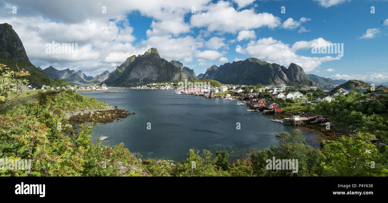 Summer landscape of lofoten islands panorama Stock Photo