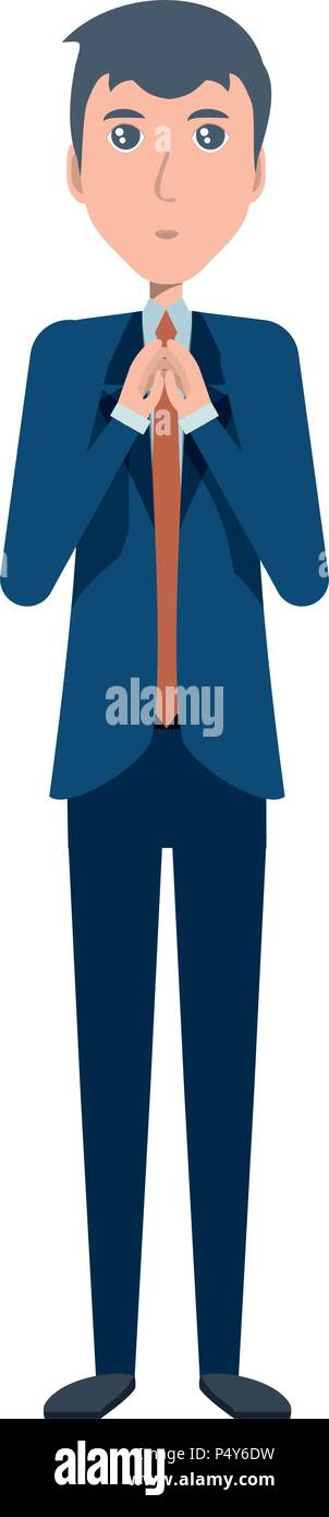 Cartoon businessman standing and thinking over white background, vector ...