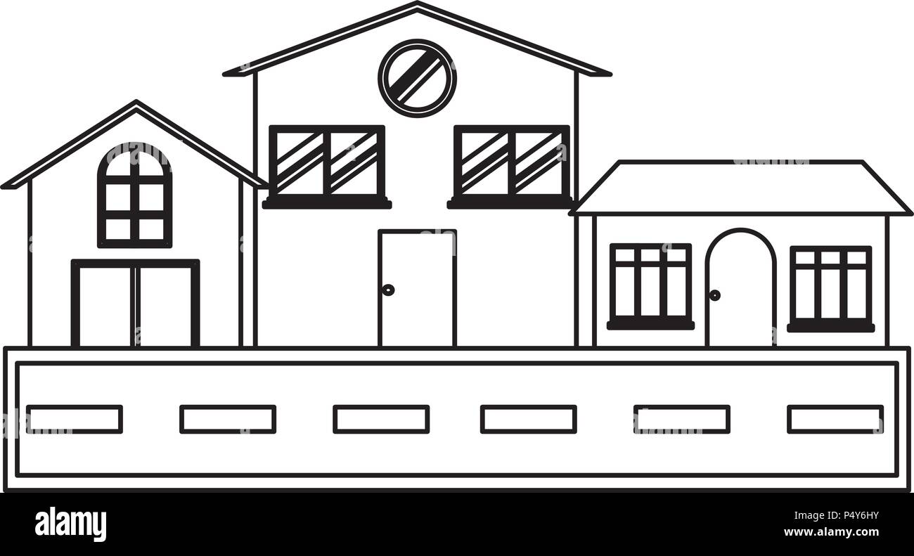 Street with houses over white background, vector illustration Stock ...