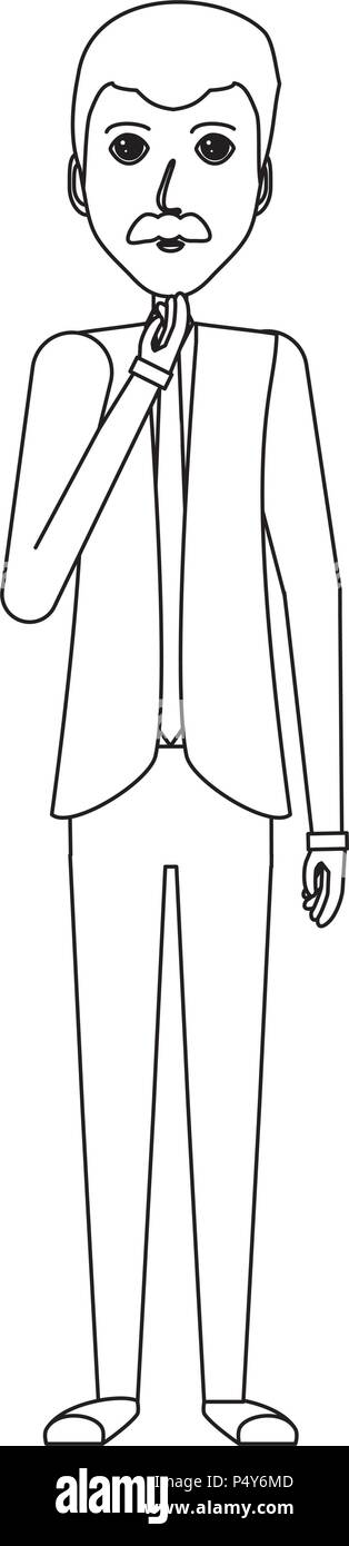 Cartoon businessman standing and thinking over white background, vector ...