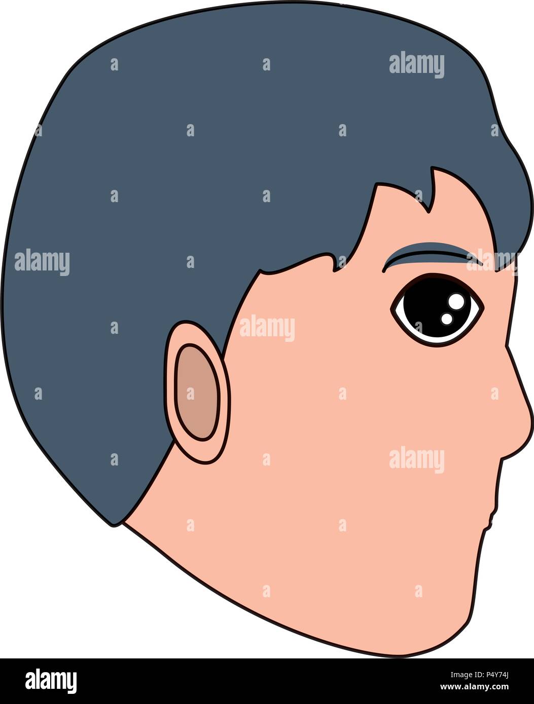 cartoon profile man face icon over white background, colorful design ...